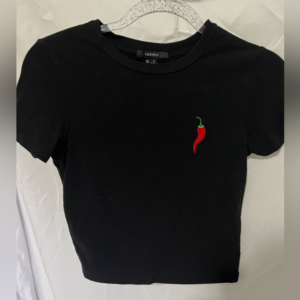 Black Chili Pepper Crop Top